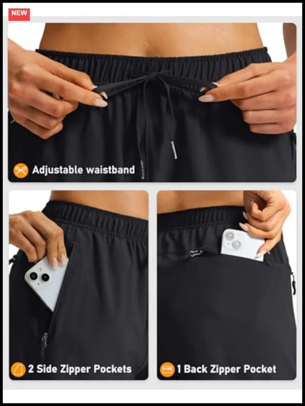 Women's Bermuda Shorts with Zipper Pockets, Quick Dry, UPF 50+, Lightweight,